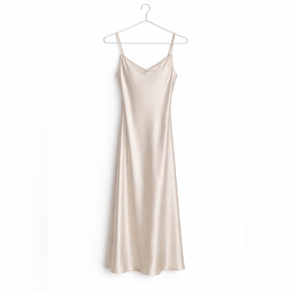 Chic Cream Satin Slip Dress